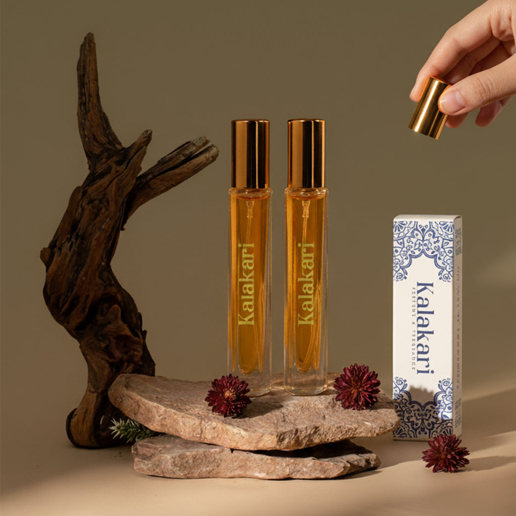 2 Perfume set with Travel POUCH - Prive & Vanilla Luxe Kalakari perfume and fragrance